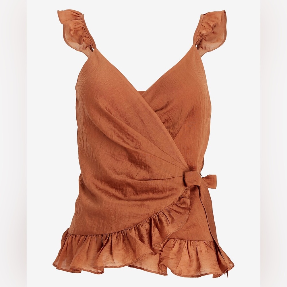Express Satin Ruffle Wrap Cami - Picture 6 of 6